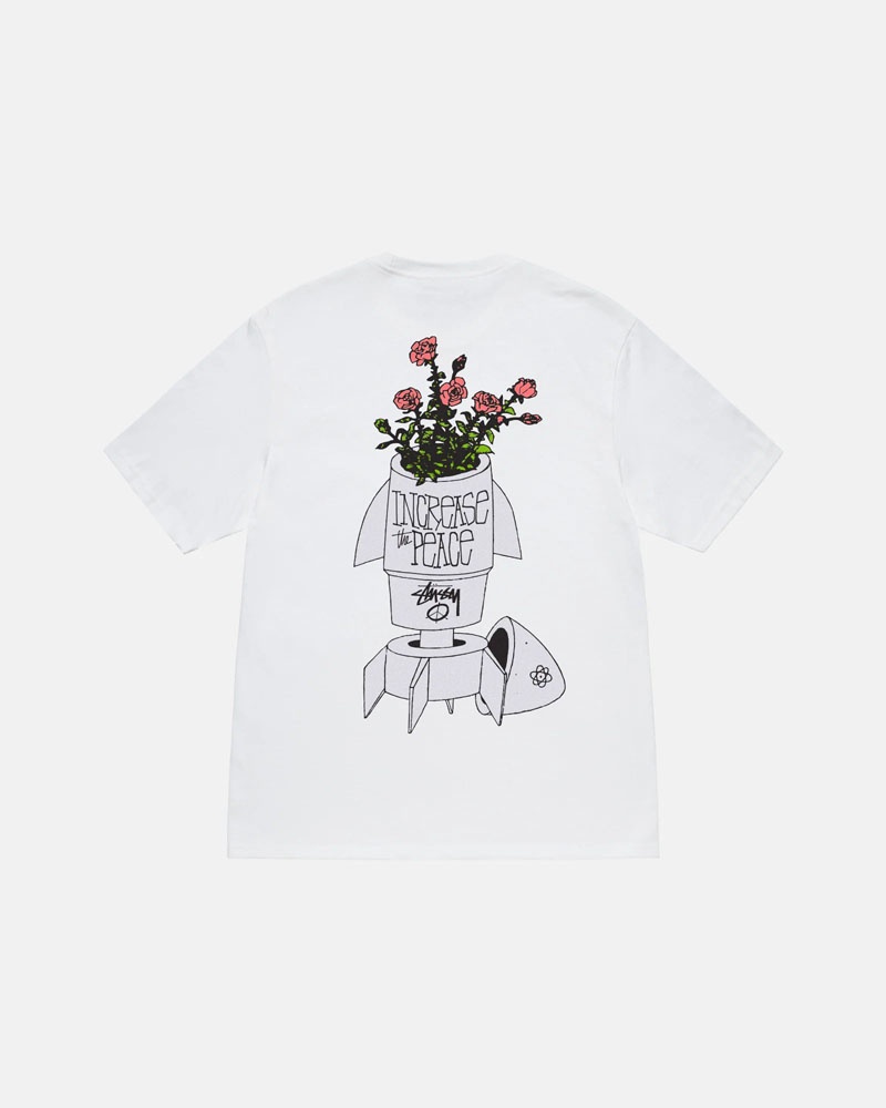 White Stüssy Flower Bomb T-Shirts | USA EVYSJU102