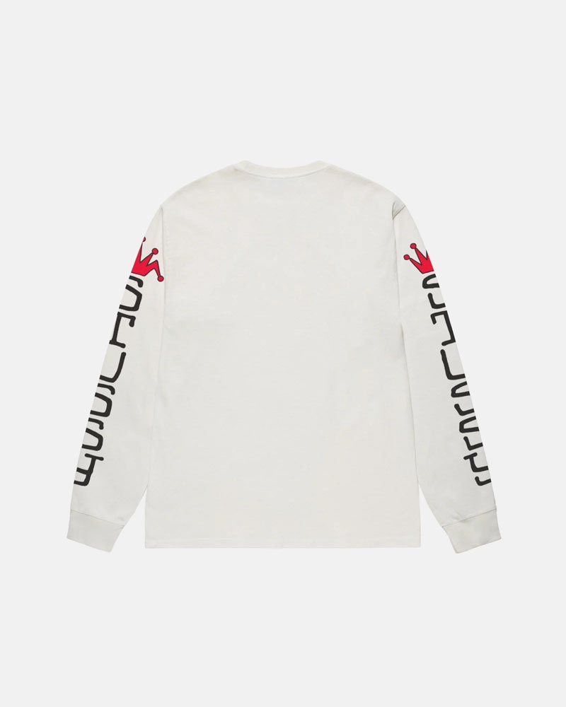 White Stüssy Jumbo LS Pigment Dyed T-Shirts | USA FNUBOK804