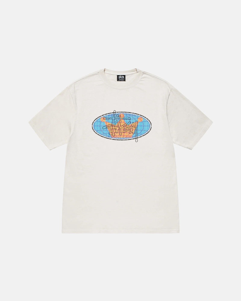 White Stüssy King Of The World Pigment Dyed T-Shirts | USA EKMHVB468