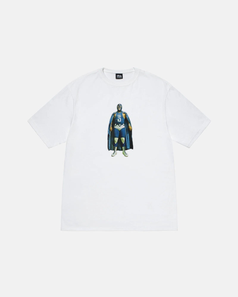 White Stüssy Lucha T-Shirts | USA CJDMEU493