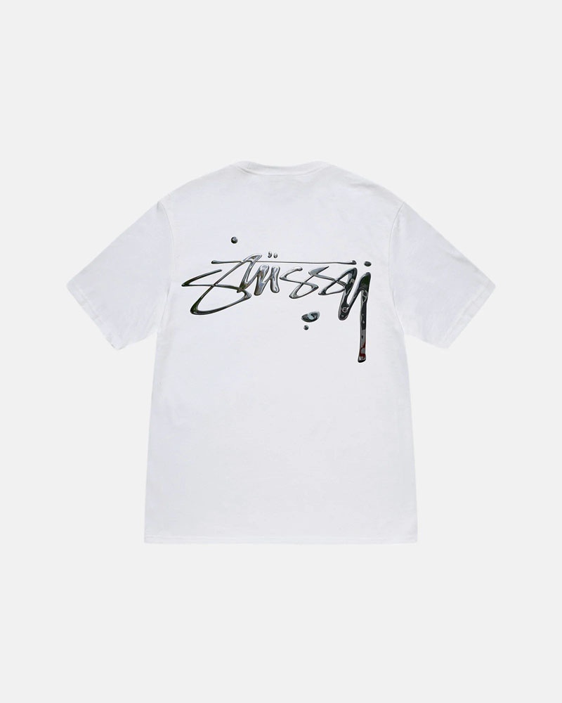 White Stüssy Mercury T-Shirts | USA NDHJCB937