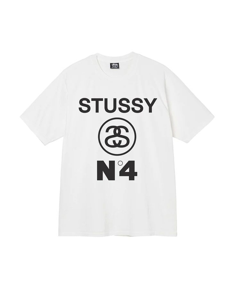 White Stüssy No.4 Pigment Dyed T-Shirts | USA ZUOIAD934