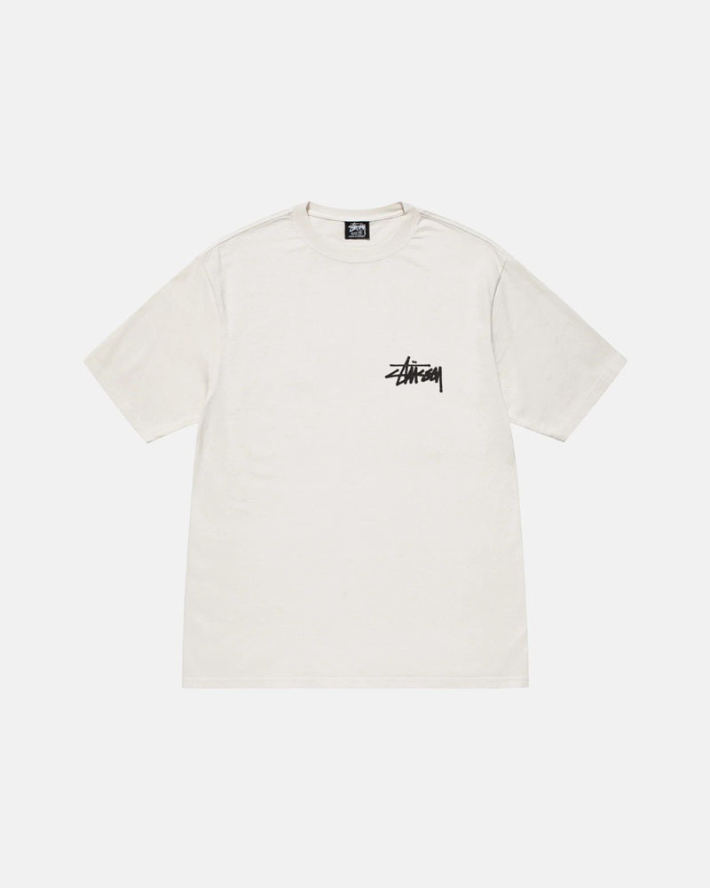 White Stüssy Old Phone Pigment Dyed T-Shirts | USA NJEWXD741