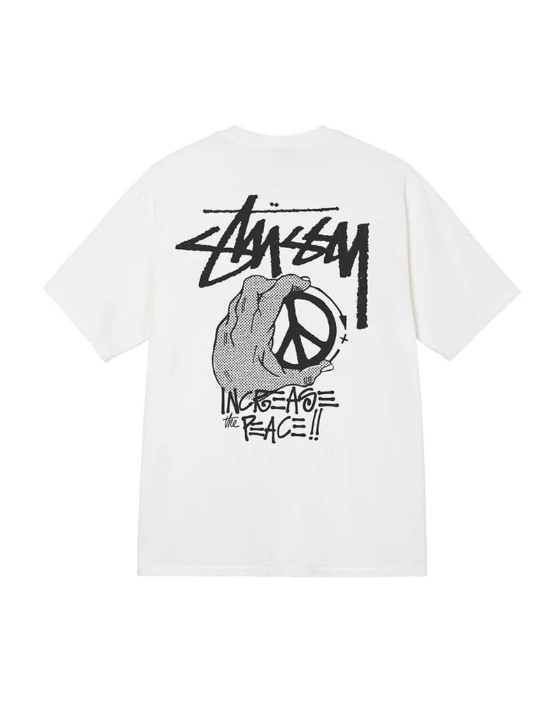 White Stüssy Peace Hand Pigment Dyed T-Shirts | USA LIDFRB758