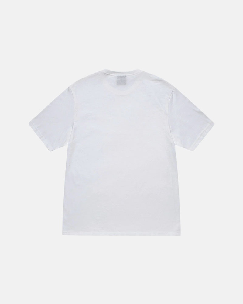 White Stüssy Racecar T-Shirts | USA QBCGRK325