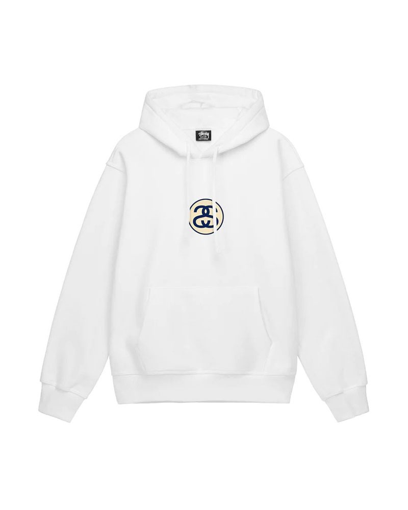 White Stüssy SS-Link Hoodie | USA ZGXSTR537