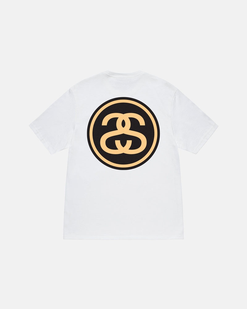 White Stüssy SS-Link T-Shirts | USA QJEYSG705