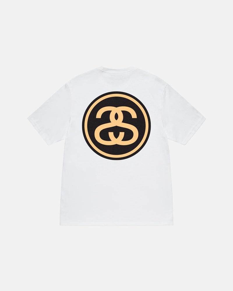 White Stüssy SS-Link T-Shirts | USA XHDQPM037