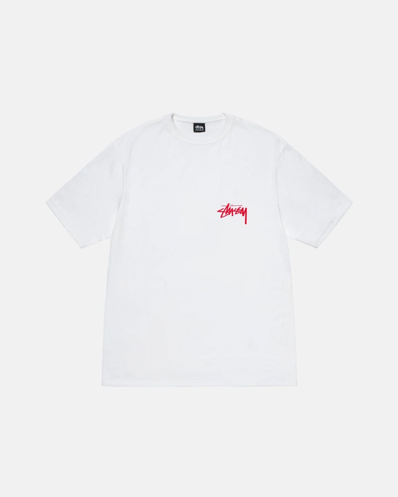 White Stüssy Skate Tough T-Shirts | USA DHFTVX942