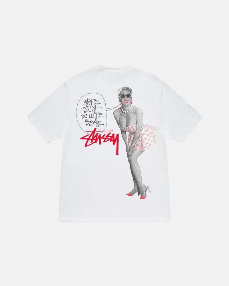 White Stüssy Skate Tough T-Shirts | USA DHFTVX942