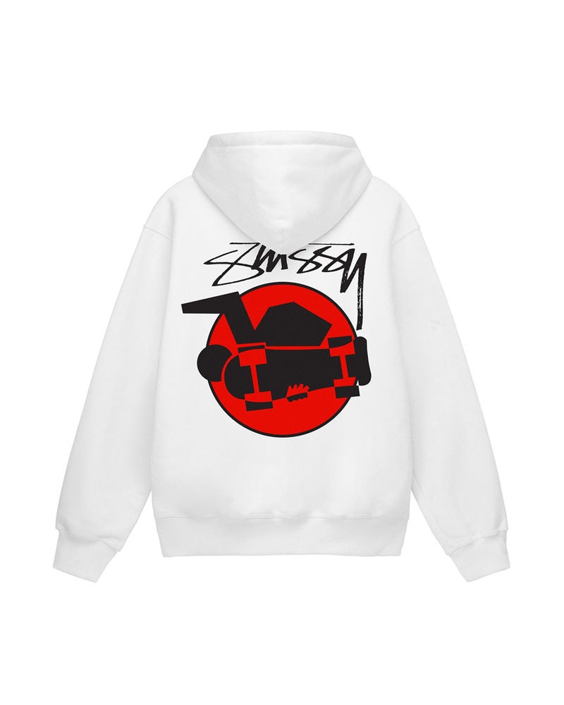 White Stüssy Skateman Hoodie | USA GOLPST654