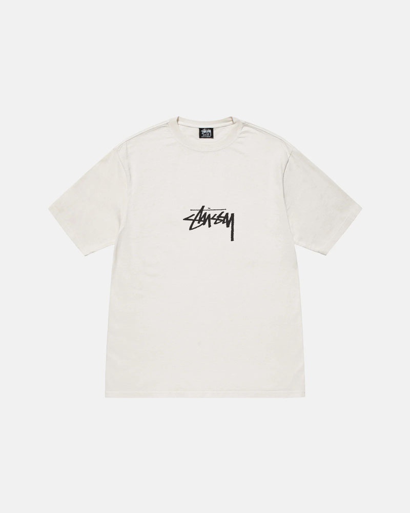 White Stüssy Small Stock Pigment Dyed T-Shirts | USA DKEQAI389