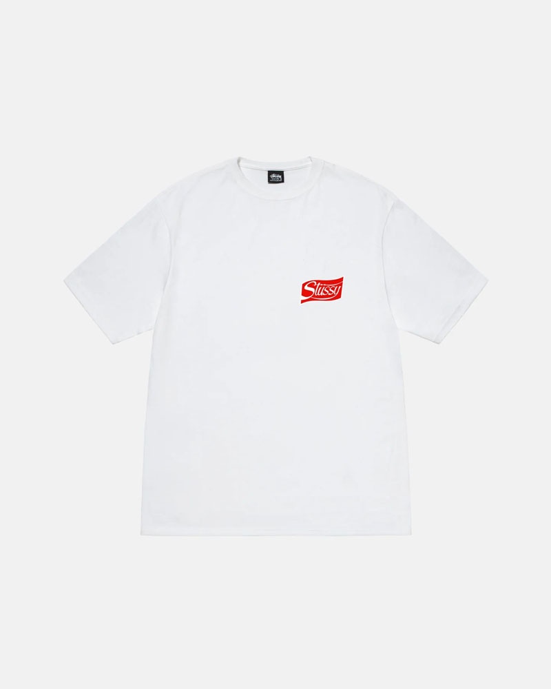 White Stüssy Soda Can T-Shirts | USA AUDKNJ857