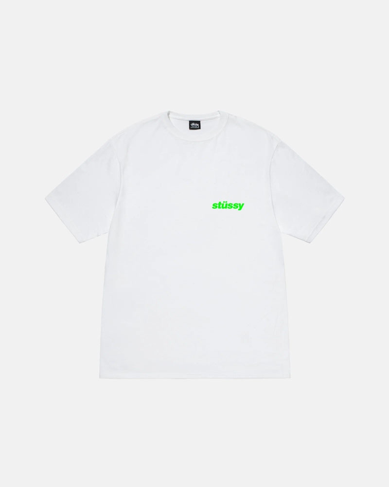 White Stüssy Stacked T-Shirts | USA TUSWLY216