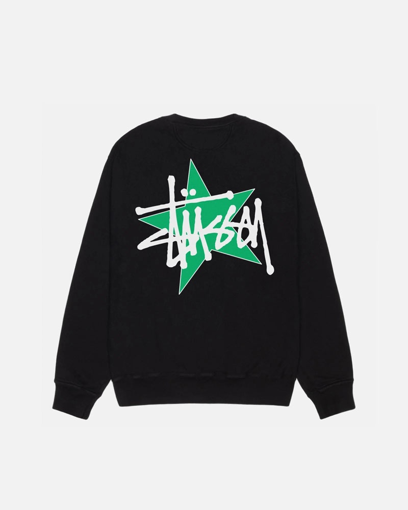 White Stüssy Star Crew Pigment Dyed Sweatshirt | USA WNXSKQ741