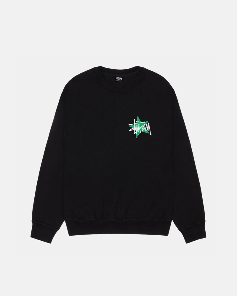 White Stüssy Star Crew Pigment Dyed Sweatshirt | USA WNXSKQ741