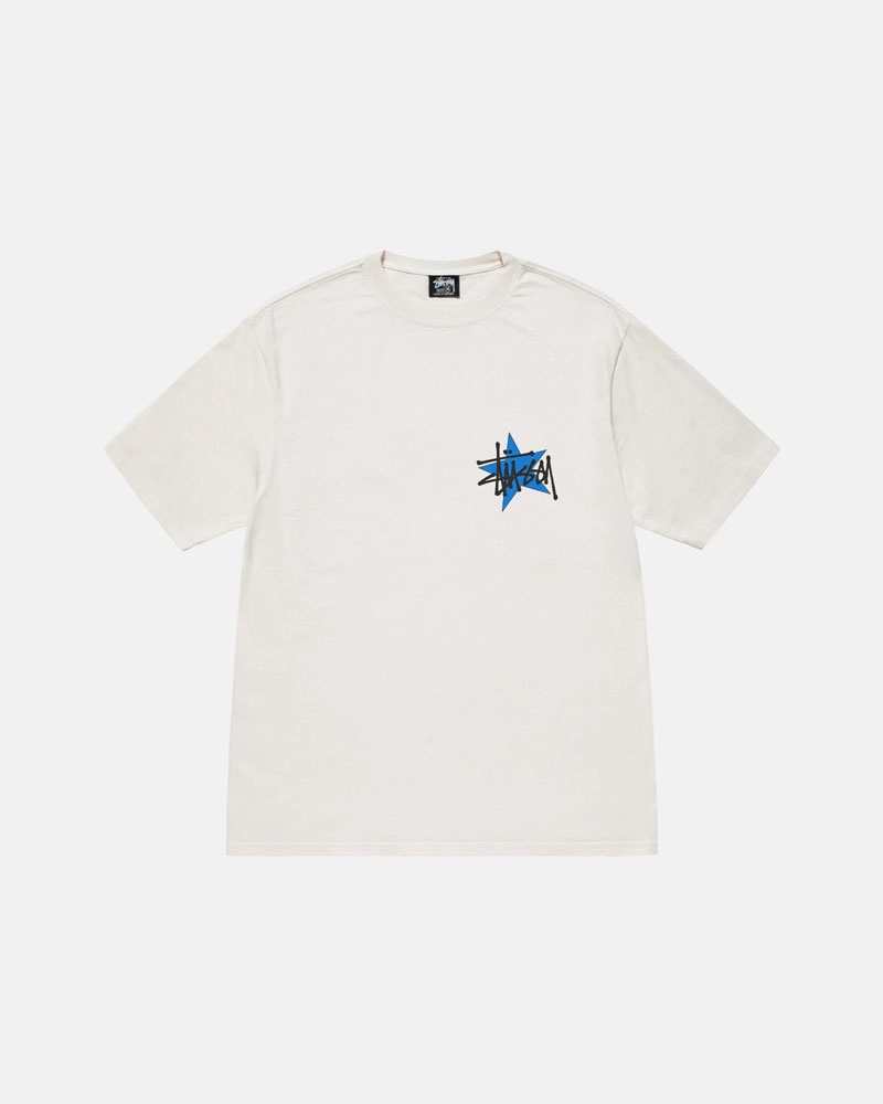 White Stüssy Star Pigment Dyed T-Shirts | USA KFVUDZ524