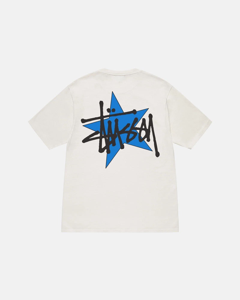 White Stüssy Star Pigment Dyed T-Shirts | USA KFVUDZ524