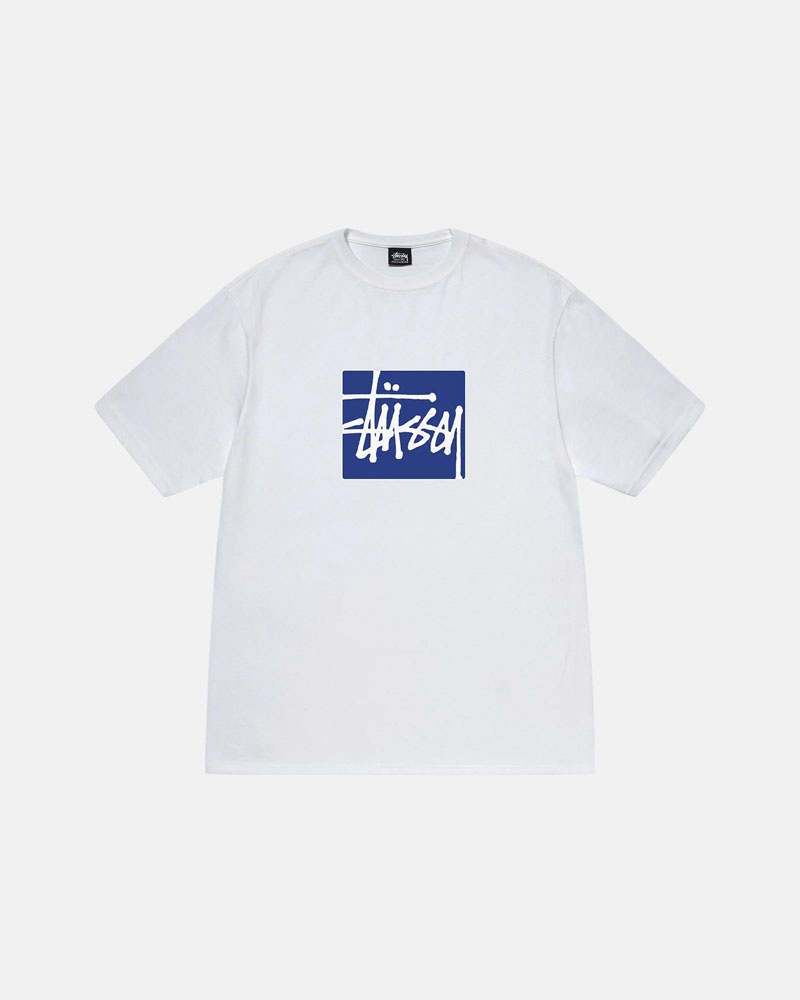 White Stüssy Stock Box T-Shirts | USA NRKEOI390