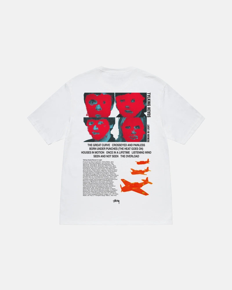 White Stüssy Talking Heads Remain In Light T-Shirts | USA GBUXLO970