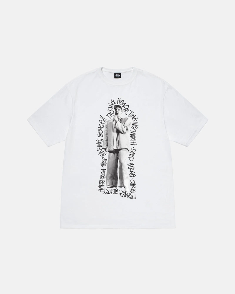 White Stüssy Talking Heads Stop Making Sense T-Shirts | USA QYTVGD985