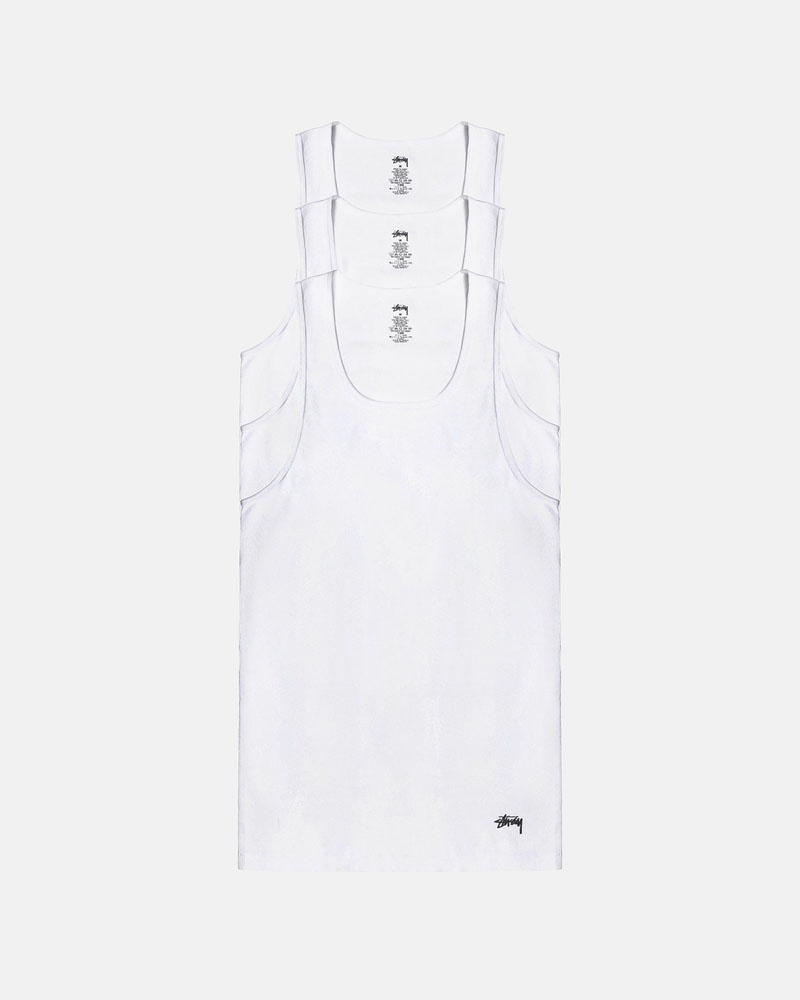 White Stüssy Undershirts Tank Top | USA NBZATO297