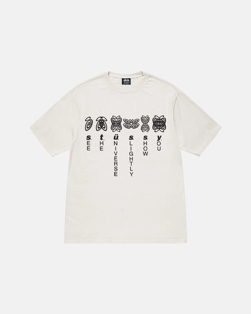 White Stüssy Universe Pigment Dyed T-Shirts | USA YEXFBQ374