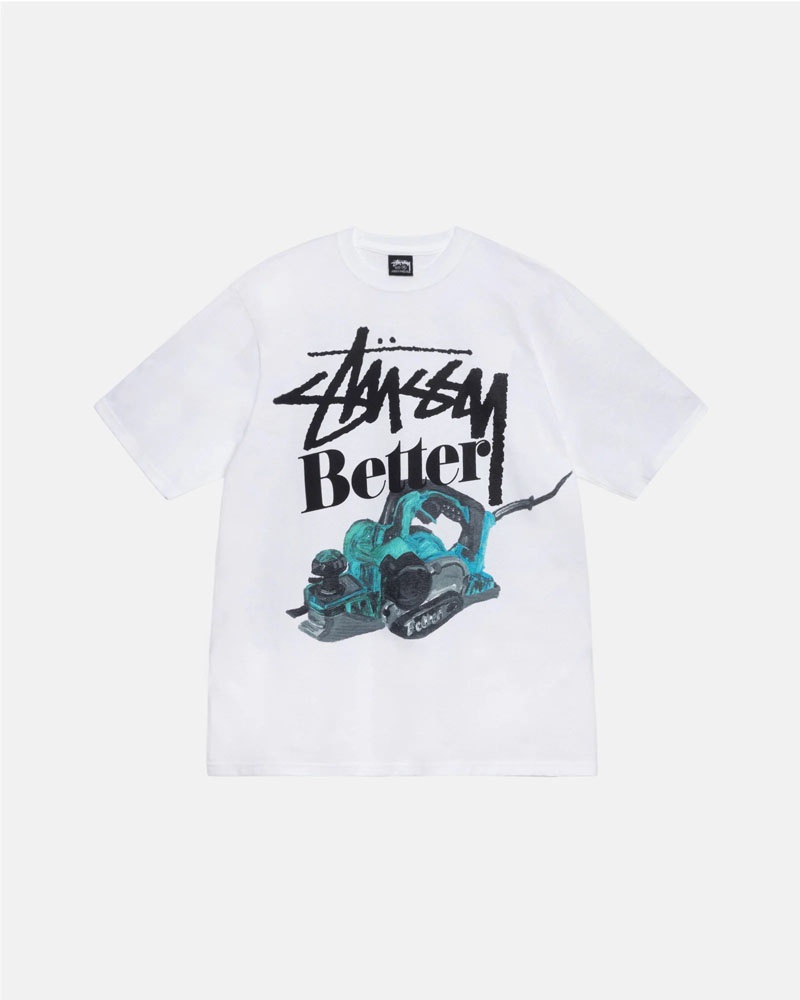 White Stüssy & Better Gift Shop Built Better T-Shirts | USA WDFXKJ281