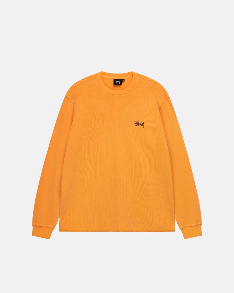 Yellow Stüssy Basic Stock LS Thermal Sweater | USA SIQAMX532