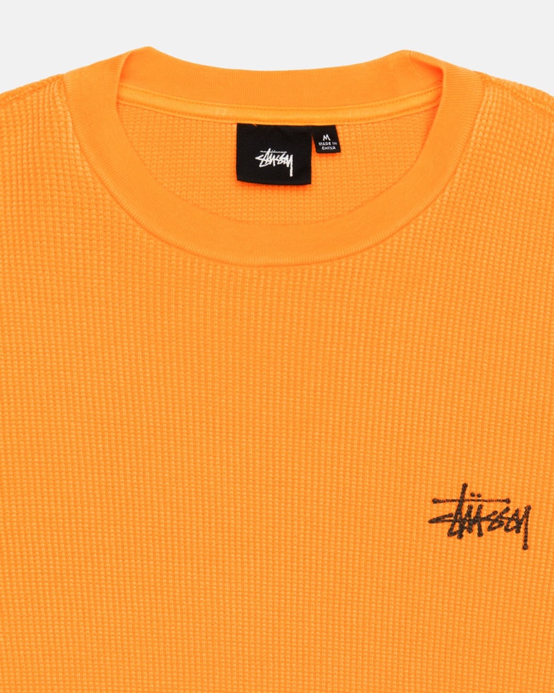 Yellow Stüssy Basic Stock LS Thermal Sweater | USA SIQAMX532