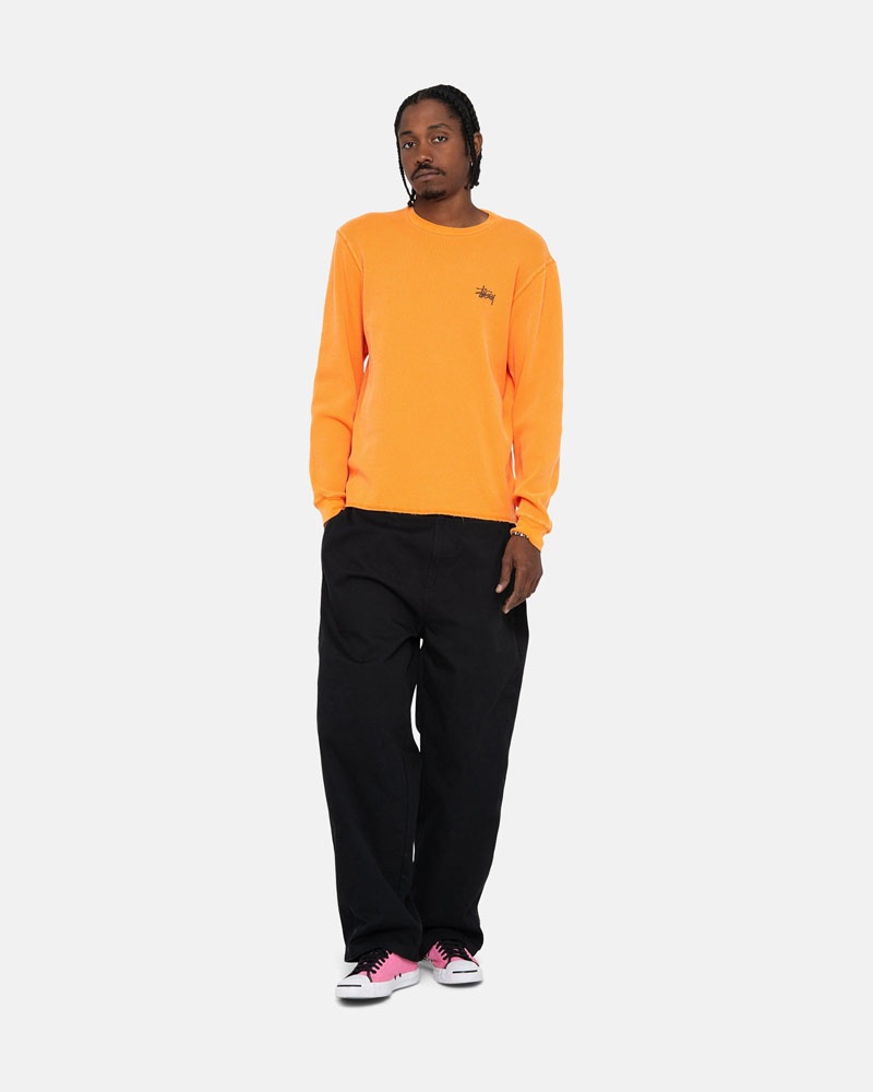 Yellow Stüssy Basic Stock LS Thermal Sweater | USA SIQAMX532