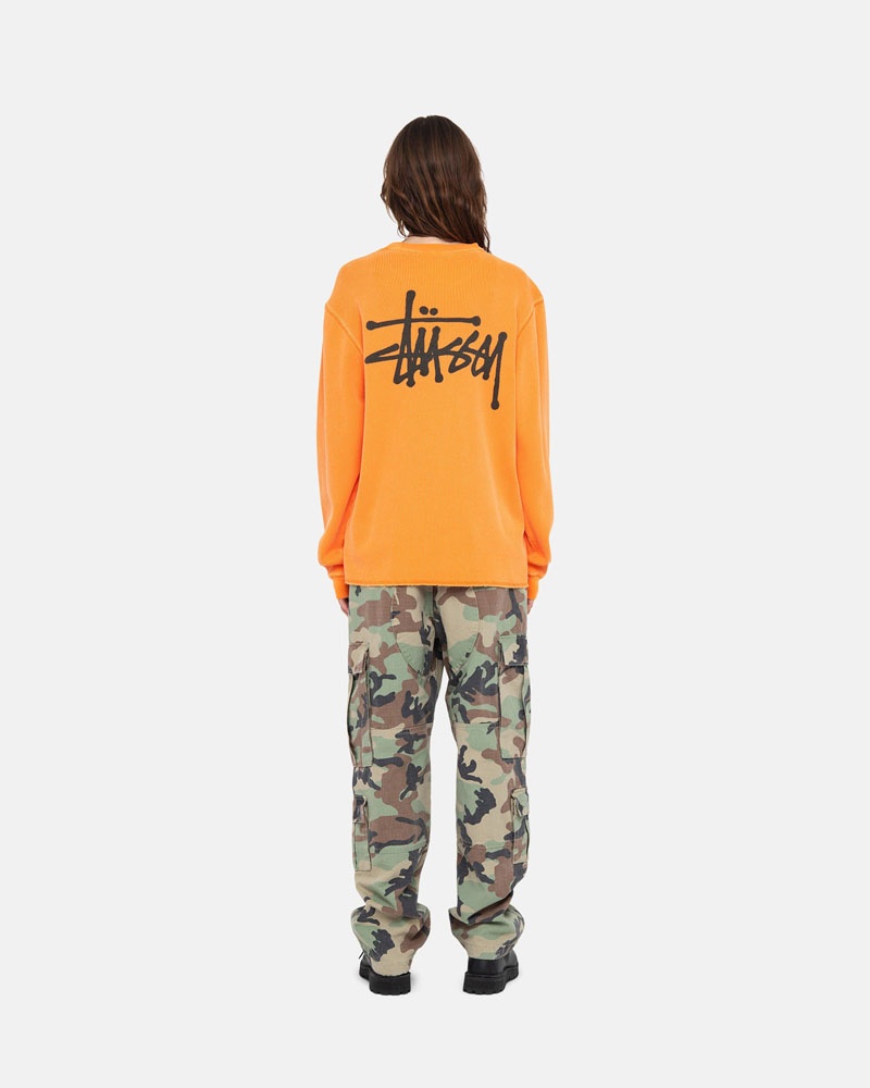 Yellow Stüssy Basic Stock LS Thermal Sweater | USA SIQAMX532