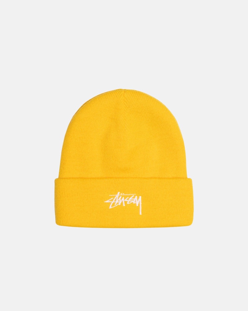 Yellow Stüssy Cuff Stock Beanie | USA FRHMWU302